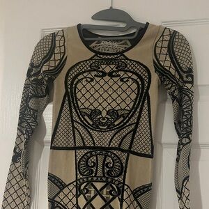 Free People Art Deco Bodycon Slip Black and Ivory XS/S